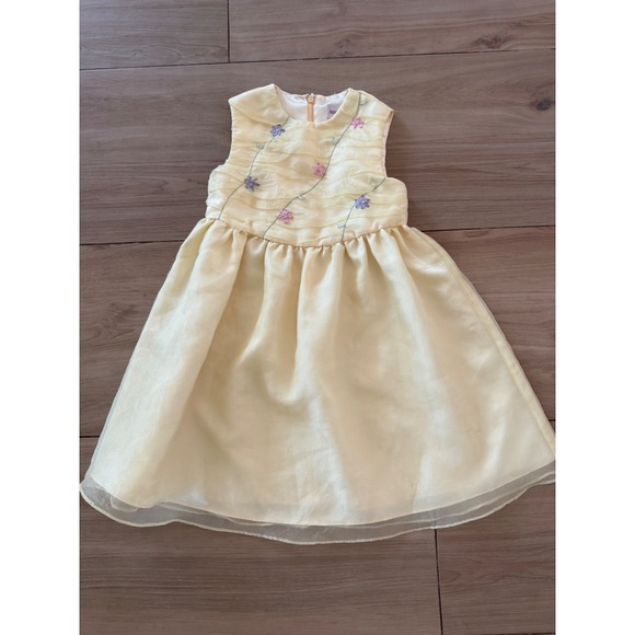 American Girl Other - American Girl Girls Yellow Floral Embroidered Organza Party Dress Size 6 Formal
